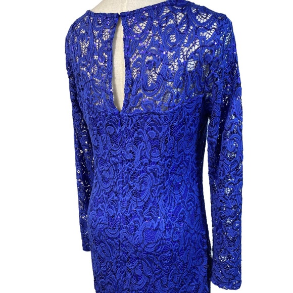MARINA cobalt blue sequin floor-length lace gown - Picture 5 of 10